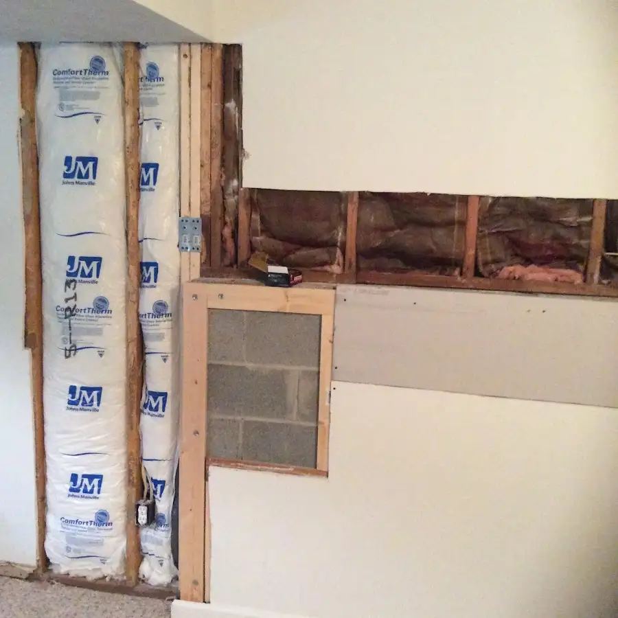 Wall insulation replacement during Basement Flood Cleanup in Ridgeland